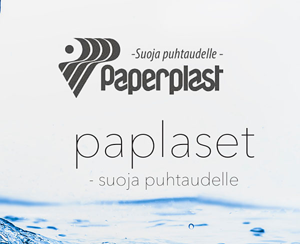Paperplast-yrityksen logo ja lause: Suoja puhtaudelle.