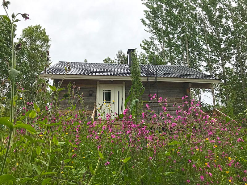 Villa Linnea idyllinen, hirsinen, 120-vuotias vierasmaja keskellä vehreää luontoa.