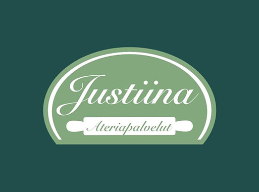 Justiina Ateriapalvelun vihreäsävyinen logo